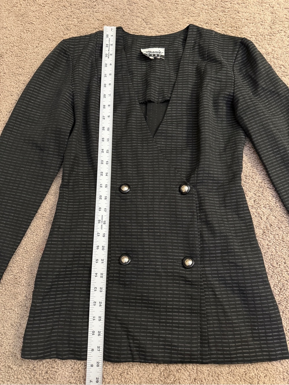 Vintage Marnie Fitted Blazer Jacket size Small/Medium Black Stripe Double Breast